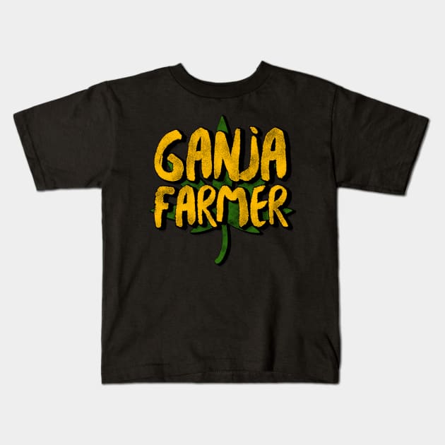 Ganja Farmer Marijuana Leaf Reggae Kids T-Shirt by rastauniversity